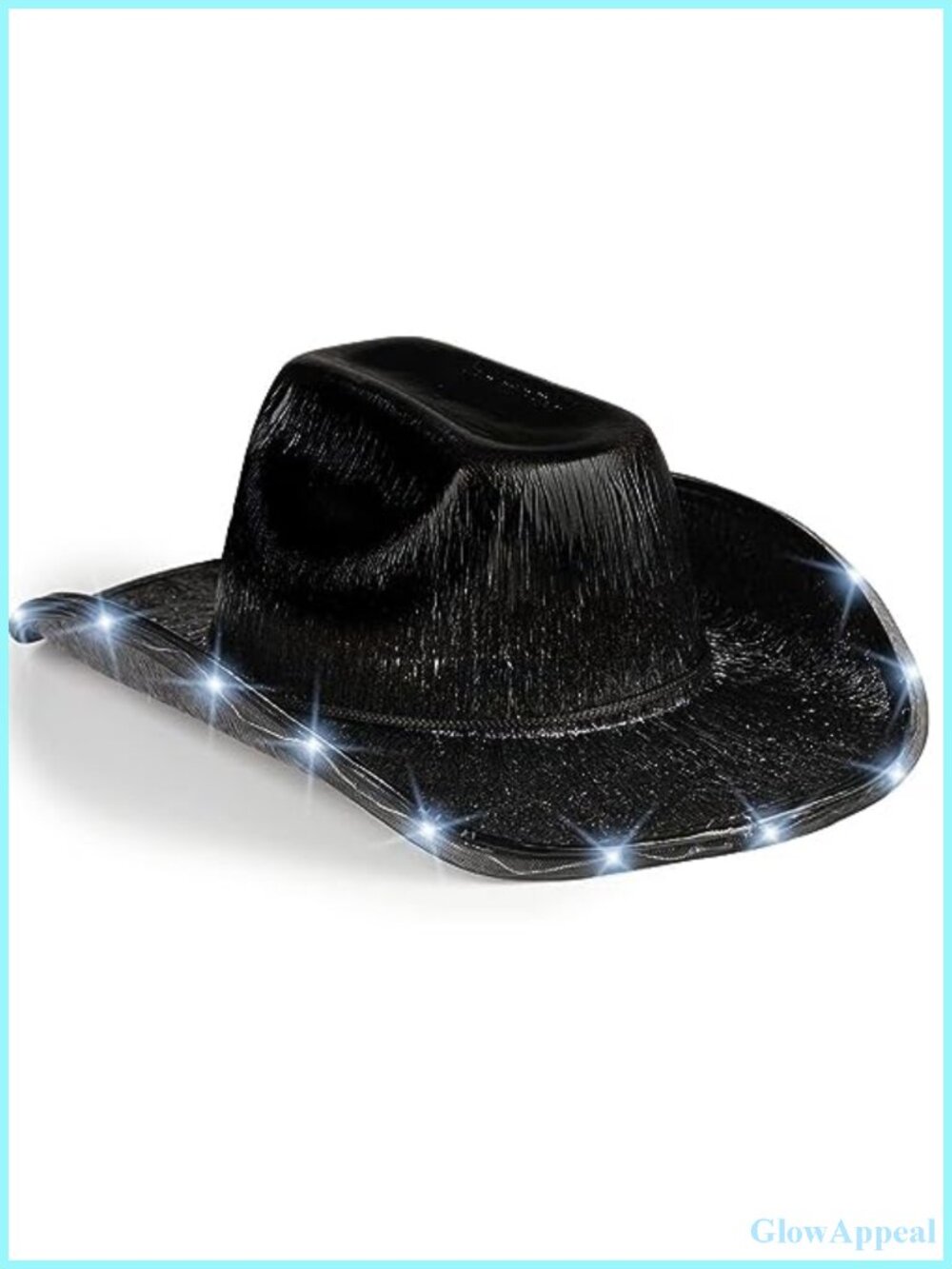 Light Up LED Cowboy Hat with Flashing Holographic Glitter - Party Wedding